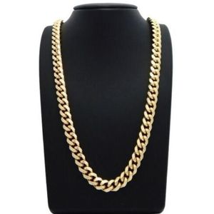 New Miami Cuban Link Curb Chain Box Board 14k Gold plaqué 30 Collier289c