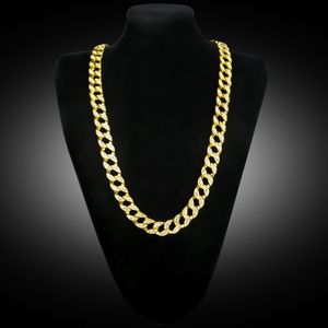 Nouveau lien cubain Miami plaqué or glacé chaînes de diamants blancs colliers longs pour hommes bijoux hip hop vente chaude