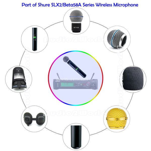 Nuevo kit de cubierta de plástico para micrófono con botón de interruptor de parrilla de cápsula para Shure SLX2 / Beta58A