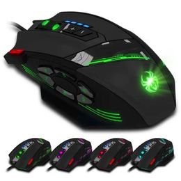 Nieuwe muizen 2024 Zelotes C 12 Wired Mouse USB Optische gaming Programmeerbare knoppen Computerspel 4 Verstelbare DPI 7 LED -lichten ijdel