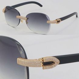 NOUVEAU MICRO PAVED DIAMOND SET des lunettes de soleil métalliques sans montée 3524012 Buffalo Buffalo Original Cadre de luxe 18K Gold C Decoration mâle A290Q