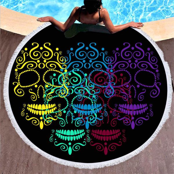 Nueva toalla de playa de microfibra con estampado de calavera, moda europea y americana, suave y absorbente, se puede personalizar