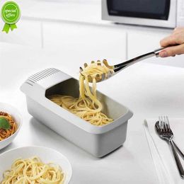 Nieuwe magnetronpasta -fornuis met zeef pasta spaghetti noedel kookkastje draineergereedschap hittebestendige keukenaccessoires