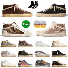 Nuevo Mid Star Venta al por mayor Goosess Golden Mid Star Zapatillas de deporte de estilo alto Zapatos de mujer Moda Italia rosa-oro Brillo Clásico Blanco Do-old Dirty Mid Slide Zapatos de diseñador