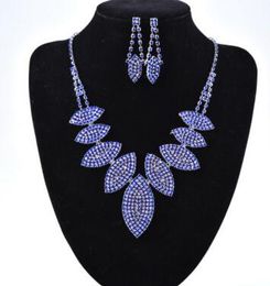 Nieuw Midden-Oosten 3 Kleuren Kristallen Bruiloft Bruid Sieraden Toegangseenheden Set (Earring + Ketting) Crystal Leaves Design met Faux Pearls