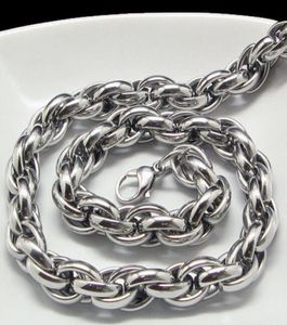 Nouveau Style du Moyen-Orient Argent Pur en acier inoxydable 316L Argent Ovale Corde Chaîne Lien Collier chez les Hommes Bijoux 9mm 200399957087