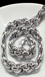 Nouveau collier de liaison de chaîne de corde ovale en argent en acier inoxydable de style moyen-orient