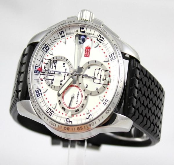 New Miglia Mens Quartz Movement Watch Casual Watch White Dial et Black Rubber Band Date Mens Sport Wrist Watches1473348