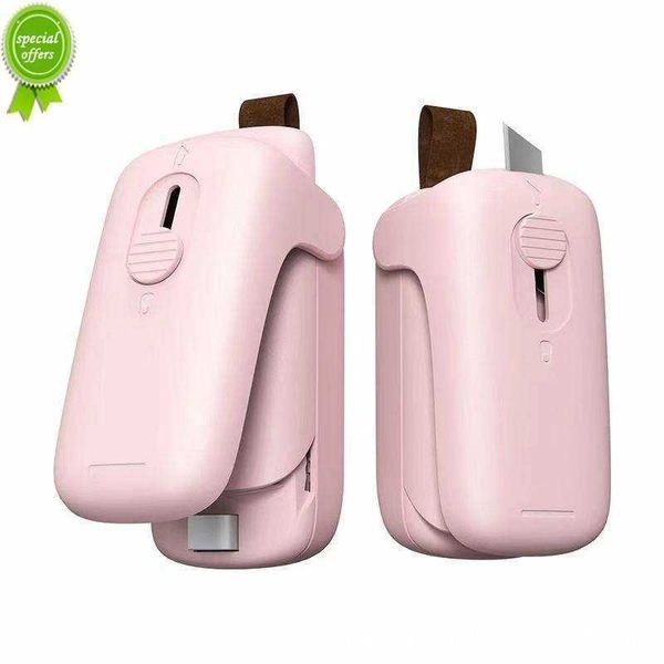 Nouveau mini sac scellant portable chaleur vide scellant Cutter 2 en 1 chaleur portable sac rescellant machine pour snack en plastique sacs frais cookie