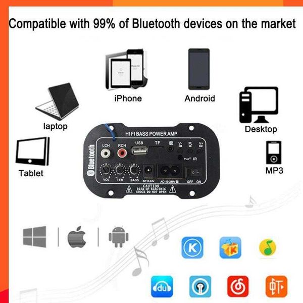 Nuevo Mini amplificador de coche Radio Audio Bluetooth 2,1 Hi-Fi subwoofer estéreo bluetooth Bass Power AMP amplificador Digital estilo de coche