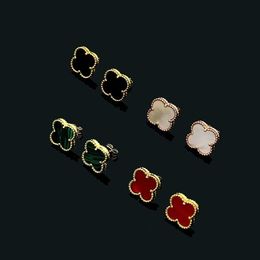 Nouveau Mini trèfle marque mère baie Agate 9.5mm Cleef femmes haute qualité or concepteur boucles d'oreilles bijoux