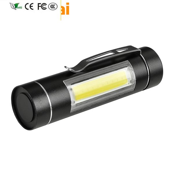 Nueva Mini linterna 1 modo linterna utiliza 14500 o pilas AA linterna de trabajo portátil 1516 LED aluminio LED COB lámpara LED impermeable