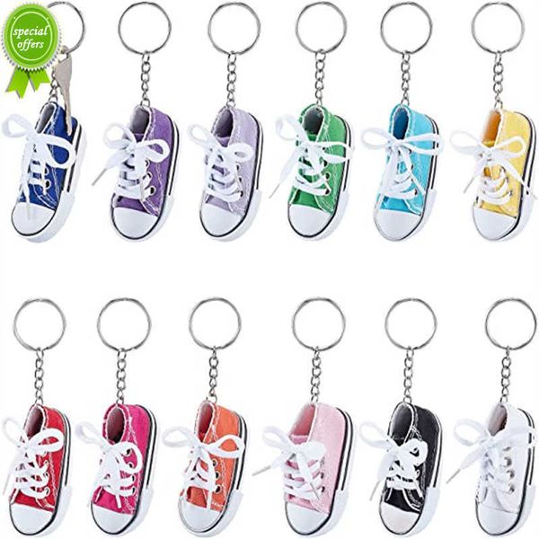 Nouveau Mini Hi Top toile Sneaker porte-clés mignon chaussures de Sport porte-clés pour sac sac à main pendentif voiture accessoires enfants cadeaux drôles