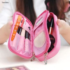 Nieuwe mini dames cosmetische tas nylon waterdichte opslag wasstas handbagage make-up trompet multifunctionele rhombische potloodkast