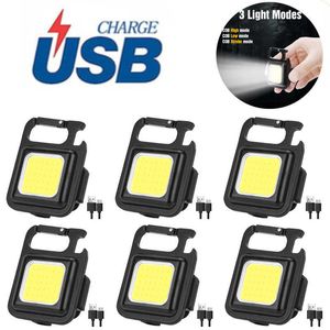 Nieuwe Mini LED Zaklamp Draagbare COB Led Sleutelhanger Licht USB Oplaadbare Werklamp Heldere Kleine Pocket Emergency Lamp Outdoor Torch