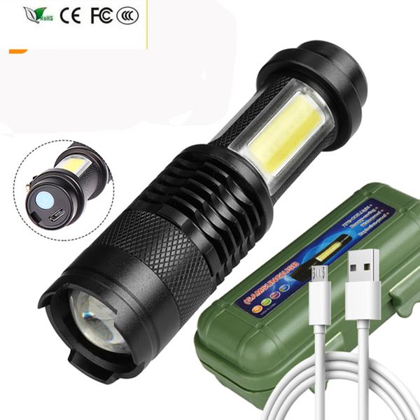 Nouvelle Mini lampe de poche LED avec batterie intégrée lanterne lampe de poche en aluminium 2000lm ampoule de sport antichoc XP-G Q5 lumière Zoom réglable