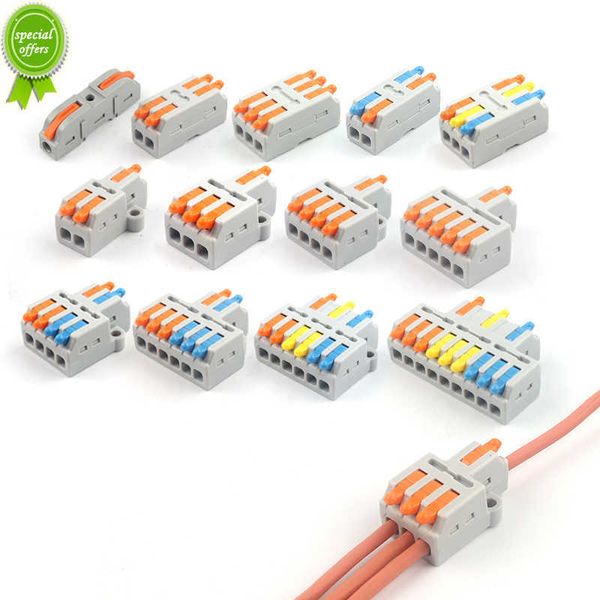 Nouveau Mini connecteur de conducteur de fil rapide universel compact 2/3 broches épissage bloc de bornes Push-in 1 entrée multiple avec trou de fixation