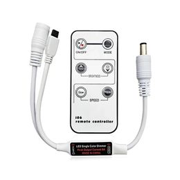 Nieuwe mini -afstandsbediening Dimmer voor LED -strip met één kleur LED -lint LED -tape DC 12V 6A 72W IR 6 Key Remote Controller IR 1. voor LED -strip