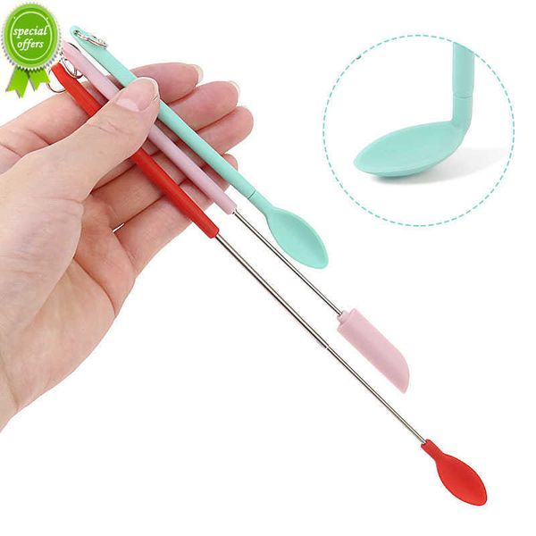 Nouveau mini silicone spatule télescopique Spatule polyvalente à tête portable à tête portable gratte