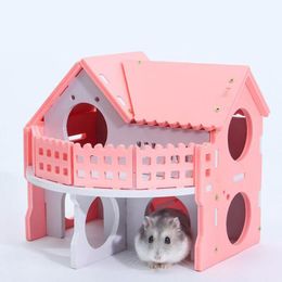 Nouveau Mini petit nid de Hamster, lapin hérisson, cabane en rondins pour animaux de compagnie, fournitures de maison de couchage 224v