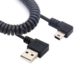 NIEUW MINI USB MANNELIJKE 90 graden rechts schuift naar USB mannelijk rechts schuine lente intrekbare kabelsynchronisatie Gegevenslaad 1 m micro -rechthoek