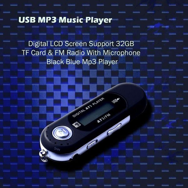 Nouveau Mini lecteur de musique MP3 USB, écran LCD numérique, Support de carte TF 32 go, Radio FM avec Microphone, noir bleu, lecteur MP3 recommandé