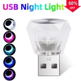 Nieuwe Mini USB Nachtlampje Auto Sfeer Lamp Diamant Type Lampen Oogbescherming Computer Mobiele Power Opladen Sfeerverlichting 5V