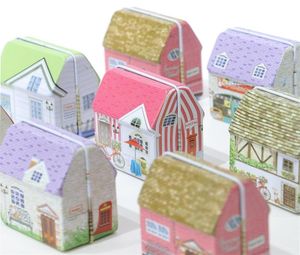 Nieuwe mini vintage huis blikplaten vorm opberg tin doos munttas sieraden doos mooie print opbergdoos meisjes 6design mix pack 2103154134926