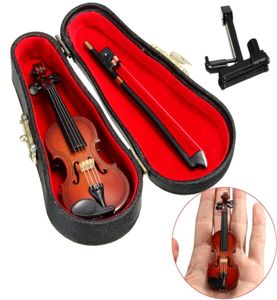 Nouveau mini-violon Version améliorée avec support Miniature Instruments de musique en bois Collection décorative Ornements Model3340413