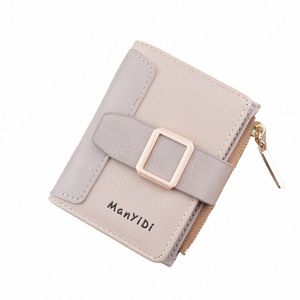 Nouveau Mini portefeuille Fi Femme Titulaire de la carte Zipper Porte-monnaie PU Cuir Carte de crédit Case Mey Sac Dames Petit Embrayage Sacs Fille R8Gm #