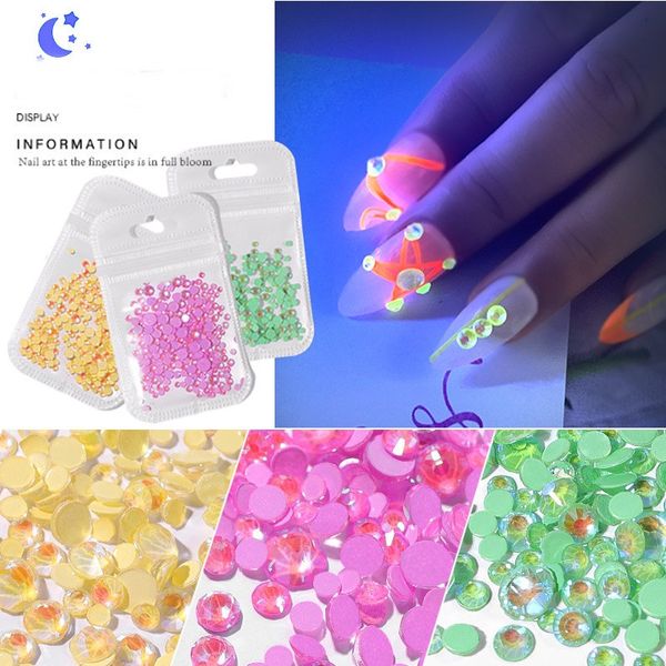 Nouvelle taille mixte lumineux 3D cristal ongles Art strass, Flatback verre Nail art décoration 3D paillettes diamant perceuse maquillage