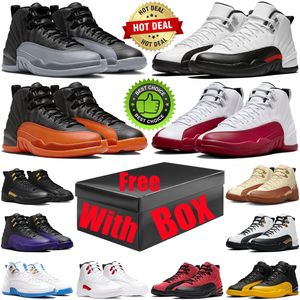 Met Box jumpman Cherry 12 12s heren basketbalschoenen Briljant Oranje Wolf Grijs rood Zwart Taxi Utility Stealth Royalty Flu Game heren trainers sneakers schoen