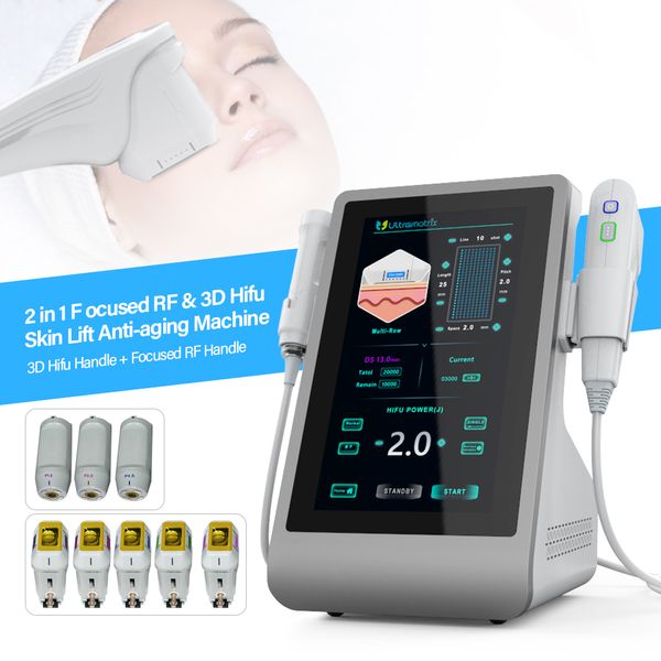 Nuevo modelo 2 en 1 RF enfocado Ultrasonido enfocado de alta intensidad 4d 3d 7D Hifu Smas Máquina de estiramiento facial para apretar la piel