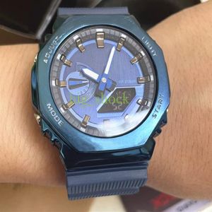 NUEVO MODELO COLOR Metal moda impermeable reloj de pulsera deportivo de doble pantalla GMT Digital LED reloj hombre estudiante reloj r256q