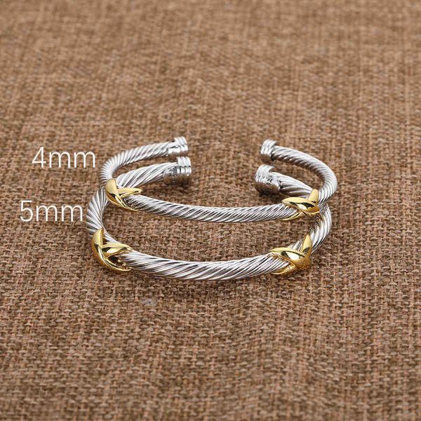 Nuevo modelo Diseñador Joyería de moda Twisted X Pulsera Gold Charm Sliver 925 Pulseras de plata esterlina Trenzado Cruz Brazalete Diamante Zircon Regalo de cumpleaños de lujo para