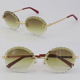 Nouveau modèle Hommes Femmes Lunettes de soleil rondes surdimensionnées sans monture Série Cheetah Lentille taillée au diamant Extérieur Lunettes de conduite Conception Cadre amovible Adumbral Taille: 60-18-140MM