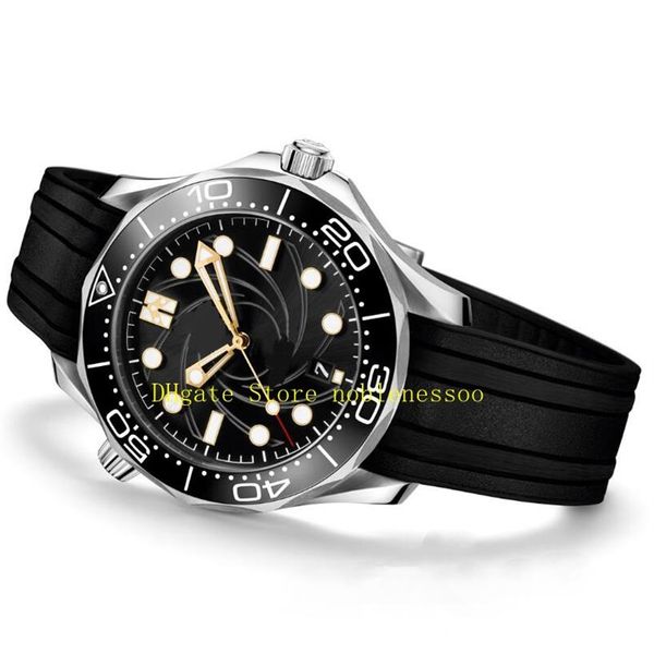 Nouveau modèle hommes montre automatique hommes 007 cadran noir 300mm édition limitée bracelet en caoutchouc hommes montres mécanique montre-bracelete269E