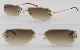Nouveau modèle de lunettes de soleil de mode délicates sans monture en métal pour hommes 00920 lunettes de conduite C décoration de haute qualité Designer cadre en or 18 carats 72146314