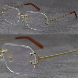 Nouveau modèle en métal sans monture diamant coupe mode cadres mâle CT00920 conduite optique C décoration de haute qualité concepteur oeil de chat rond E220A