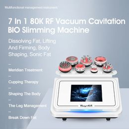 Nouveau modèle RF vide 80Khz Cavitation Cellulite dynamitage minceur contour du corps 7 poignées machine de massage de drainage lymphatique à microcourant