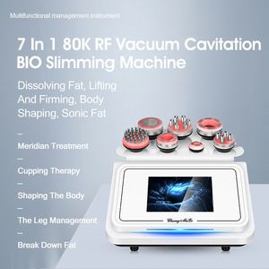 Nieuw Model RF Vacuüm 80 Khz Cavitatie Cellulitis Stralen Afslanken Lichaam Contouren 7 Handvatten Microstroom Lymfedrainage Massage Machine