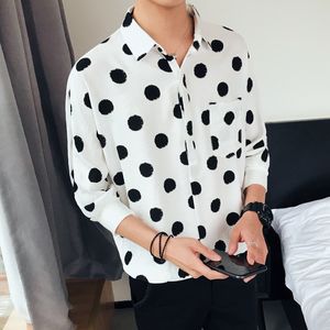 Nieuwe Model Shirts Polka Dot Printed Shirt Mannen Turn-Down Kraag Mannen Korte Mouw Shirt Mens Korea Hawaiian Loose