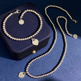Nouveau modèle Ujkl pendentif colliers classique amour coeur perles collier bracelet ensembles de bijoux pour les femmes cadeau d'anniversaire cadeau de la Saint-Valentin