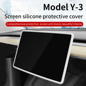 Nieuwe Model3 Siliconen Beschermende Trim Cover Voor Tesla Model 3 Y 2023 Accessoires Centrale Controle Navigatie Screen Protector Frame