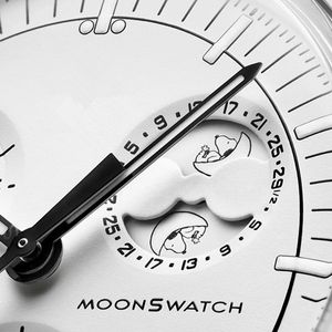 Nuevos modelos Black White Planets Night Light Bioceramic Planet Moon Watches Funcion Full Function Chronograph Watch Mission to Mercury Luxury Watch Wristwatches