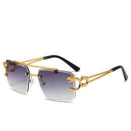 Nouveaux modèles Marque de haute qualité Design Lunettes de soleil de luxe pour hommes Femmes Mode Classique UV400 Haute qualité Été Conduite en plein air Plage Carti Lunettes en métal sans monture