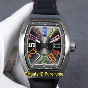 Nieuwe modellen Vanguard Crazy Hours stalen kast V 45 CH BR Kleur zilveren wijzerplaat Automatisch herenhorloge Lederen band Sporthorloges Pure Time279x