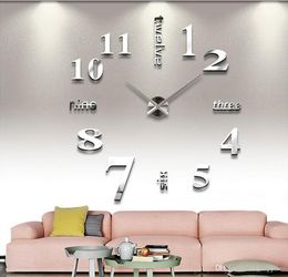 Nouveau moderne bricolage 3D horloge murale Super grande aiguille à Quartz acrylique bricolage miroir horloge murale maison salon décoration c259