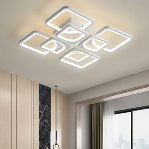 Nieuwe moderne led kroonluchter lichten voor woonkamer eetkamer keuken slaapkamer huis witte rechthoek hangende plafondlamp verlichting205F