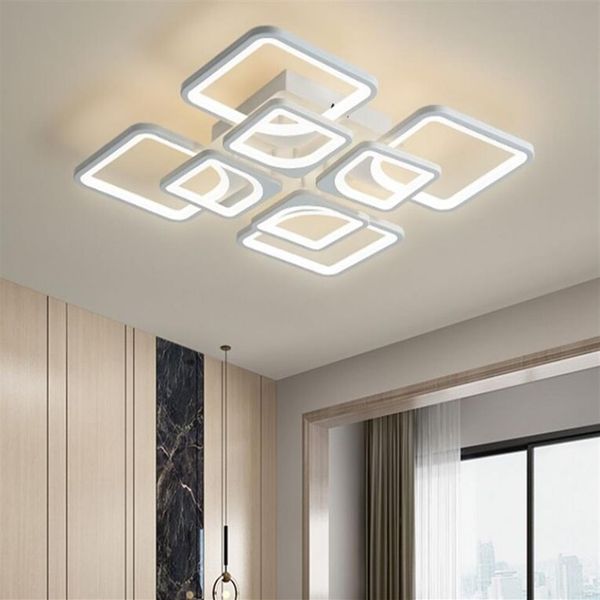 Nouveau lustre led moderne lumières pour salon salle à manger cuisine chambre maison blanc Rectangle suspendu plafonnier Lighting1804